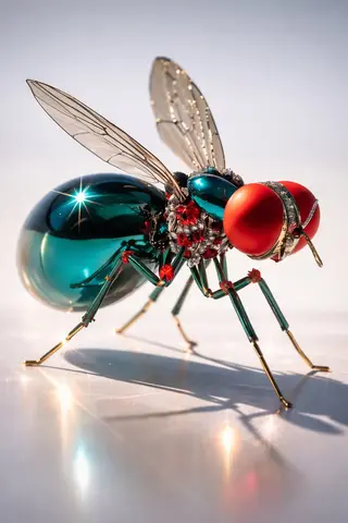 Mechanical Insect Resembling a Fly Hyper Detailed Ai Edited Macro Realism Standing