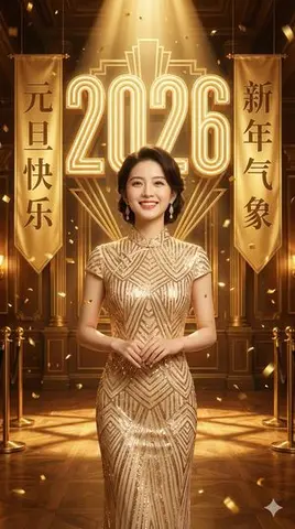 Golden New Year 2026 Celebration Portrait Prompt
