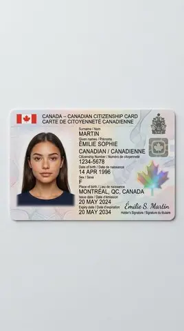 Realistic Canadian Citizenship Card