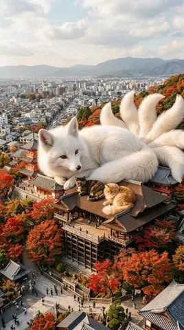 Giant Cat Occupying Tokyo Tower