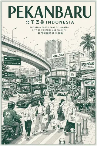 Vintage Monochrome City Travel Poster