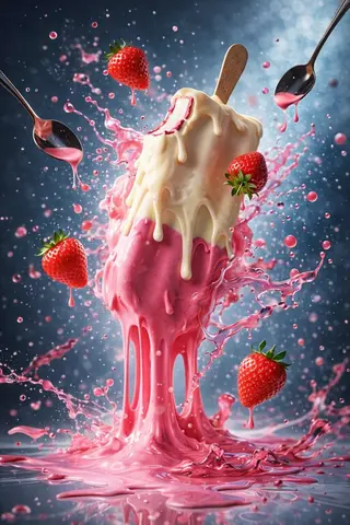 Single Ice Cream Cone Standing Upright Hyper Realistic Ai Generated Food Photography
