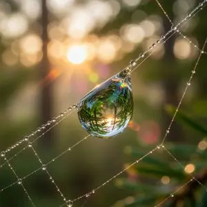 Macro Dewdrop on Spider Web
