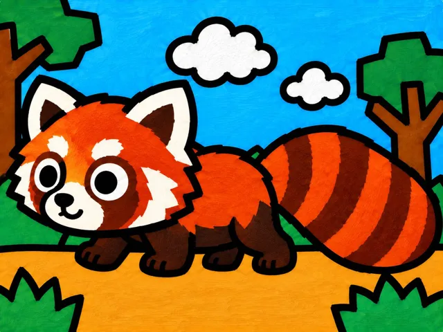 Comic / Storyboard - Cartoon Red Panda Forest Illustration
