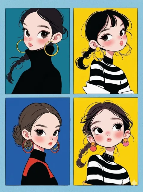 Korean Webtoon Chibi Girl Collage