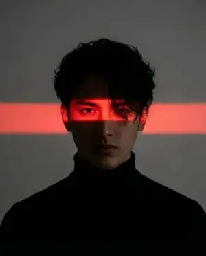 Ultra-Realistic Dramatic Portrait with Red Light Highlight