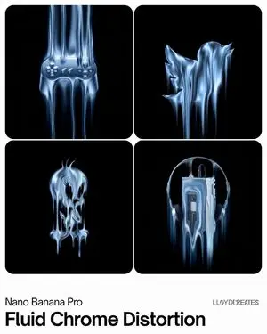 Fluid Chrome Distortion Product Render