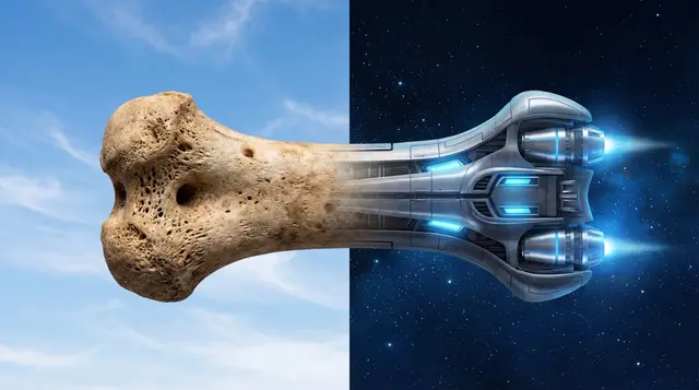 A photorealistic image, split down the middle