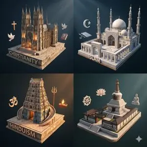 Isometric Religion Architecture Grid