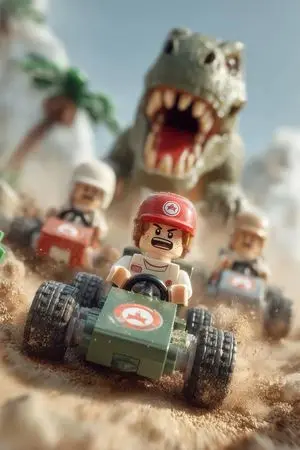 Lego Explorer Chased by Polar Bear (Video Prompt)