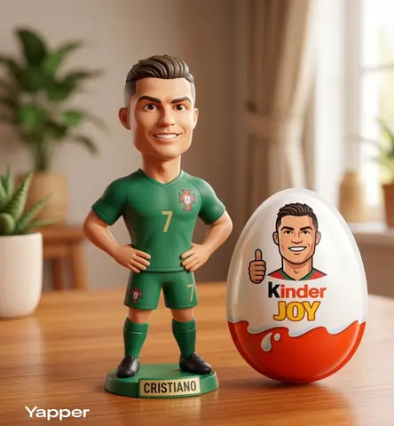 A cute stylized 3D collectible figurine inspired by Cristiano