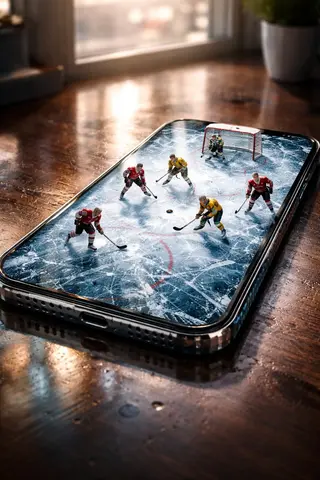 hyper-realistic, stylish vertical poster featuring a smartphone lying on