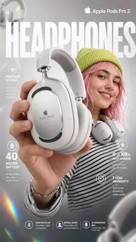 High-impact e-commerce infographic for "Apple Pods Pro 3"