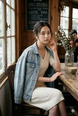 Realistic Vintage Cafe Portrait
