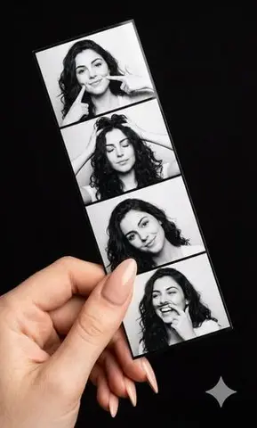 Black & White Photo Booth Strip with Hand