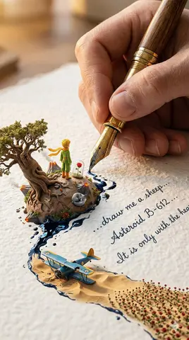 A colossal hand gripping an enormous vintage fountain pen