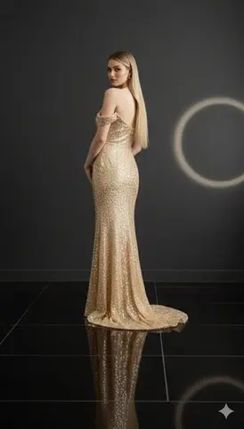 Luxurious 8K Portrait of Polina Gagarina in a Gold Gown