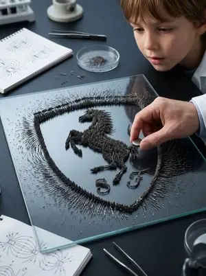 Magnetic Iron Filings Logo Scene