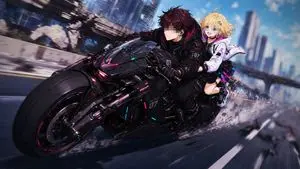 Cyberpunk Tandem Motorcycle Chase