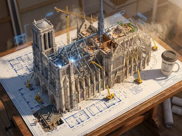 Epic 3D scene: a massive architectural blueprint of [BUILDING/STRUCTURE]