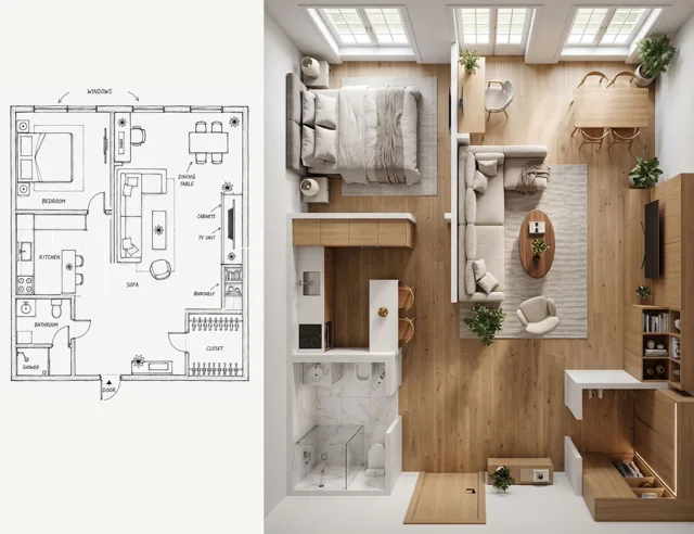 Sketch to Realistic Interior Transformation