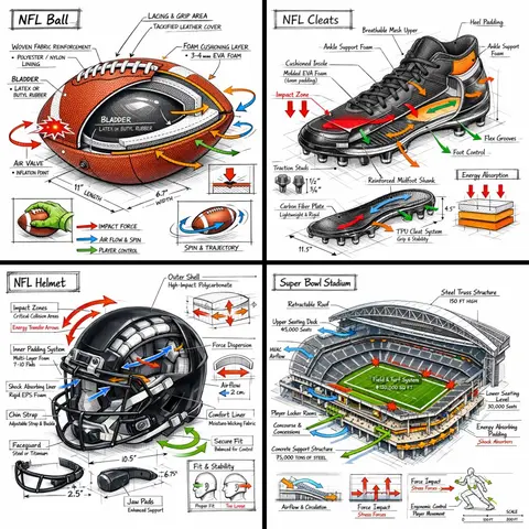 technical infographic of [OBJECT] with a 45-degree isometric 3D
