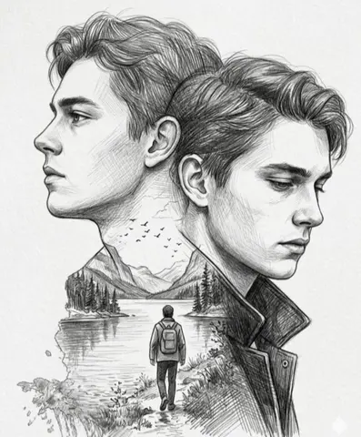 Double Exposure Pencil Sketch