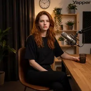 Photorealistic Portrait in a Warm Recording Studio