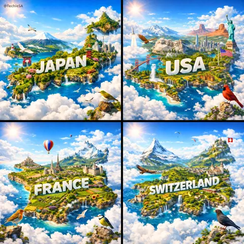 ultra-HD, hyper-realistic digital poster of a floating miniature island