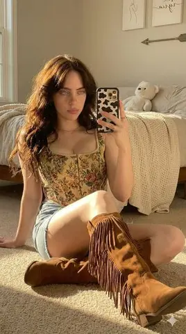 Boho Mirror Selfie Golden Hour Prompt