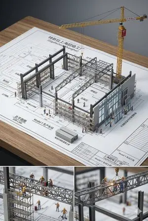 3D Miniature Architectural Blueprint