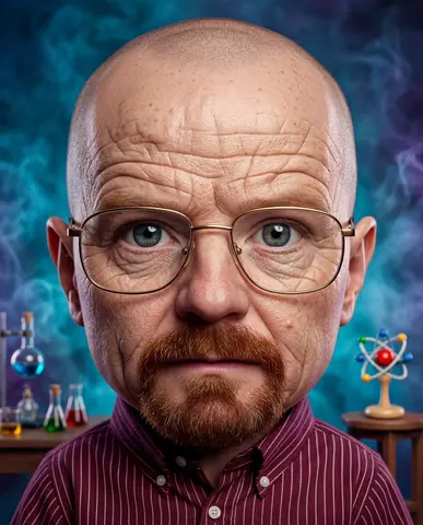 Hyperrealistic baby @ image in a caricature style, with
