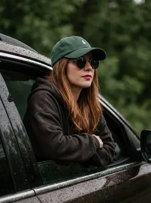 Cinematic Rainy Day Car Window Portrait Prompt