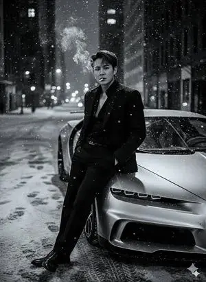 Cinematic Noir Prompt for a Man and a Sports Car