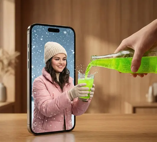 A hyper-realistic surreal photograph of a modern smartphone lying