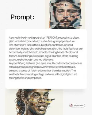 Surreal Mixed-Media Glitch Portrait Prompt