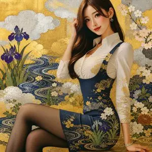 Rinpa Gold Screen Portrait