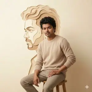 Minimalist Cinematic Portrait with Paper-Cut Art