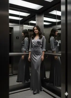 Contemporary Cinematic Fashion Portrait in a Luxury Elevator