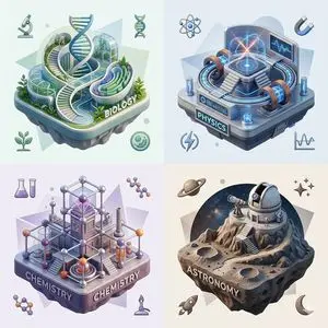 Isometric Science Concept Diorama Grid