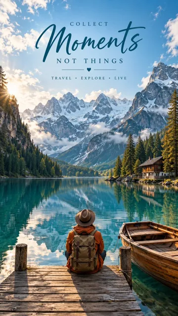 Product Marketing - Alpine Lake Travel Editorial Poster