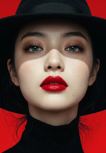 Avant-Garde Chiaroscuro Red Portrait
