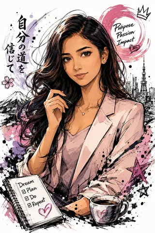日系手绘涂鸦半身插画