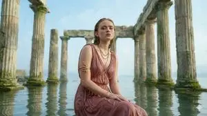 Cinematic Sadie Sink-Inspired Portrait in Flooded Ancient Ruins