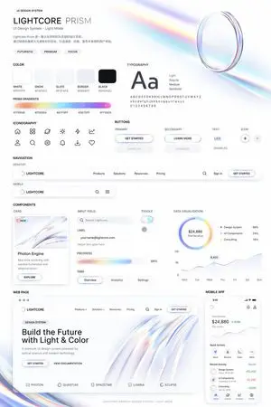 Light Mode UI Design System Board