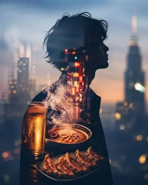 Double Exposure Urban Silhouette
