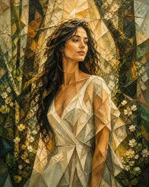 Cubism Impasto Spring Portrait