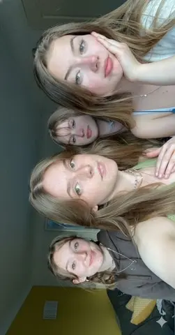 Candid Bedroom Selfie of Three Freckled Girls