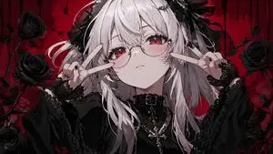 Gothic Anime Girl with Black Roses