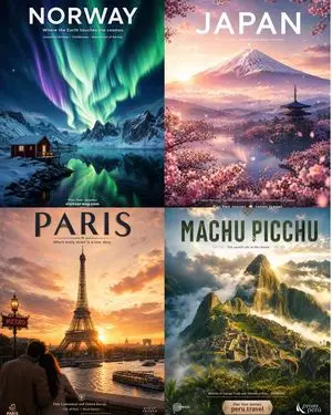 Four Destination Tourism Poster Grid